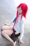  beach blouse cosplay glasses guge_maku_2ex miniskirt necktie photo red_hair redhead skirt tengen_toppa_gurren-lagann tengen_toppa_gurren_lagann tie yoko_littner yoko_ritona 