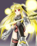  bad_id bad_pixiv_id bardiche blonde_hair fate_testarossa gloves long_hair lyrical_nanoha magic mahou_shoujo_lyrical_nanoha_strikers red_eyes solo tadokoro_teppei thighhighs twintails 