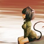  animal_ears black_hair cat_ears original short_hair solo sonoyama_moru tail tears 