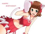  amami_haruka animal_ears bad_id bad_pixiv_id blush brown_hair cat_ears cheerleader green_eyes idolmaster idolmaster_(classic) idolmaster_1 kazuto_san paws ribbon short_hair skirt solo tail 