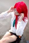  beach blouse cosplay glasses guge_maku_2ex miniskirt necktie photo red_hair redhead skirt tengen_toppa_gurren-lagann tengen_toppa_gurren_lagann tie yoko_littner yoko_ritona 