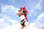  arm_warmers armwarmers bikini_top boots chopsticks cosplay fingerless_gloves gloves kudou_rou photo red_hair redhead scarf shorts tengen_toppa_gurren-lagann tengen_toppa_gurren_lagann thigh-highs thighhighs yoko_littner yoko_ritona 