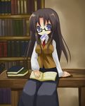  book glasses mouth_hold read_or_die solo yomiko_readman yuzuki_(yuduame) 