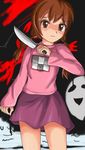  braid knife madotsuki pink_shirt purple_skirt shirt sigurd_hosenfeld skirt twin_braids uboa yume_nikki 