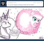  blue_eyes crown duo english_text equine female feral fluffle_puff fluffy friendship_is_magic hair horn horse john_joseco mammal my_little_pony pony princess princess_celestia_(mlp) royalty text tumblr unicorn winged_unicorn wings 