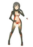  1girl black_hair blush capcom deviljho monster_hunter oota_yuuichi panties personification red_panties solo tongue underwear yellow_eyes 