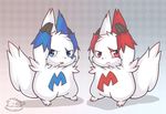  blue_eyes blue_markings blush fur huiro markings nintendo pok&#233;mon pok&eacute;mon red_eyes red_markings shiny_pok&#233;mon shiny_pokemon video_games white_fur zangoose zangoose_day 