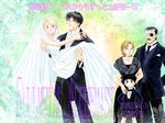  3boys carrying dress formal fullmetal_alchemist king_bradley mrs._bradley multiple_boys multiple_girls princess_carry riza_hawkeye roy_mustang selim_bradley suit wedding wedding_dress yuuki_rinrin 