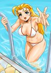  1girl bikini blonde_hair breasts furinji_miu large_breasts long_hair shijou_saikyou_no_deshi_ken'ichi shijou_saikyou_no_deshi_kenichi solo swimsuit water 