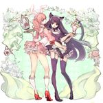  animal_ears ass bad_id bad_pixiv_id bunny_ears bunny_tail cat_ears cat_tail garter_belt headdress hina_(xoxo) inu_x_boku_ss long_hair maid multiple_girls parfait pink_eyes pink_hair purple_eyes purple_hair purple_legwear roromiya_karuta shirakiin_ririchiyo tail thighhighs tray twintails very_long_hair 