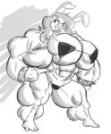  angry biceps big_breasts big_muscles bikini black_and_white breasts clothed clothing female gauntlets huge_breasts hyper hyper_muscles lagomorph lapine mammal monochrome muscles muscular_female rabbit skimpy solo spikes swimsuit tight_clothing unknown_artist 