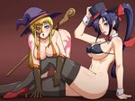  blonde_hair blue_hair bottomless breasts furinji_miu halloween hat high_heels kousaka_shigure large_breasts no_panties ponytail shijou_saikyou_no_deshi_ken'ichi shijou_saikyou_no_deshi_kenichi tattoo 