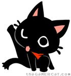  bandanna black black_body cat feline gamer_cat gamercat licking low_res male mammal plain_background solo tongue unknown_artist white_background 