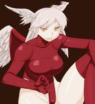  angel_wings bad_id bad_pixiv_id breasts cameltoe covered_nipples final_fantasy final_fantasy_tactics gradient gradient_background grin groin head_wings highleg highleg_leotard large_breasts leg_up legs leotard red_legwear red_leotard simple_background smile solo thighhighs thighs tsukudani_(coke-buta) turtleneck ultima_(fft) white_hair wings 