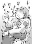  bearhug drooling greyscale hanamura_yousuke hug jacket monochrome multiple_boys narukami_yuu persona persona_4 slapping tokiwa_(mukoku) translation_request turn_pale 