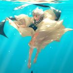  bad_id bad_pixiv_id barefoot blurry bubble depth_of_field freckles green_eyes hiramatsu_(rama) ja'far magi_the_labyrinth_of_magic male_focus solo underwater water white_hair 