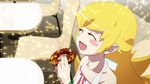  animated animated_gif blonde_hair closed_eyes doughnut food light_particles long_hair monogatari_(series) nisemonogatari non-web_source oshino_shinobu 