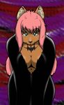 breasts brown_fur canine cleavage clothed clothing female fur green_eyes hair isabella_price jewelry kloudmutt mammal necklace pink_hair seductive were werewolf wolf 
