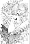  angel breasts halo highres monochrome noelle_(tenshi_ni_narumon) ribbon tenshi_ni_narumon wings 