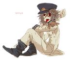  bad_id bad_pixiv_id blood blood_on_face bloody_clothes character_name detached_arm epaulettes grey_hair hat jiangshi military military_uniform miyako_yoshika ofuda red_eyes rising_sun shimana_(cs-ts-az) short_hair solo sunburst tongue tongue_out touhou uniform 