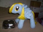  amber_eyes blonde_hair chocolate cute cutie_mark derpy_hooves_(mlp) equine female friendship_is_magic hair happy muffins my_little_pony pegasus plushie pony wings 