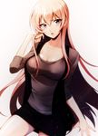  bad_id bad_pixiv_id blue_eyes breasts casual collarbone hirococo long_hair medium_breasts megurine_luka pink_hair skirt solo very_long_hair vocaloid 