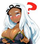  bare_shoulders breasts bursting_breasts cape dark_skin huge_breasts long_hair lowres marvel marvel_vs._capcom marvel_vs._capcom_3 open_mouth solo storm_(x-men) tears tiara very_dark_skin white_eyes white_hair x-men yukimimi 