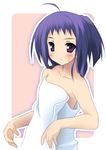 ahoge artist_request ayase_yue blush flat_chest hair_down long_hair mahou_sensei_negima! naked_towel purple_eyes purple_hair solo towel 