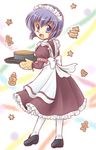  :d akihara_ryou blue_eyes blue_hair blush_stickers christmas_tree cooking gingerbread gingerbread_man looking_back maid maid_headdress mia_clementis open_mouth oven_mitts pantyhose smile solo star white_legwear yoake_mae_yori_ruri_iro_na 