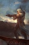  1boy assassin&#039;s_creed assassin&#039;s_creed_iii assassin's_creed assassin's_creed_(series) assassin's_creed_iii coat connor_(assassin's_creed) connor_(ratohnhak&eacute;:ton) hood male male_focus monochrome pixiv_thumbnail resized solo sunsetagain 