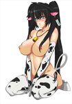  :&lt; animal_ears animal_print areolae bell between_legs black_hair blue_eyes blush body_blush boots breasts can_(y22524151) cleavage collarbone covering covering_crotch cow cow_bell cow_ears cow_girl cow_print cow_tail earrings elbow_gloves full_body glasses gloves groin hair_between_eyes hand_between_legs highres hips hooves huge_breasts jewelry legs lipgloss lips long_hair navel necklace nipples nude number original seiza shiny shiny_skin simple_background single_earring sitting skindentation solo tag tail thighhighs thighs twintails very_long_hair white_background wide_hips 