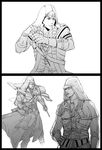  1boy artist_request assassin&#039;s_creed assassin&#039;s_creed_iii assassin's_creed assassin's_creed_(series) assassin's_creed_iii balusah coat connor_(assassin's_creed) connor_(ratohnhak&eacute;:ton) hood male male_focus monochrome pixiv_thumbnail resized solo 
