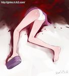  2012 araragi_tsukihi ass bad_id bad_pixiv_id barefoot blood dated ginko_(silver_fox) guro monogatari_(series) nisemonogatari panties shoes single_shoe solo spoilers underwear 