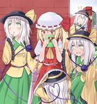  :d :o ascot ass ass_grab blonde_hair blush clone closed_eyes commentary covering_face fang female_pervert finger_to_mouth flandre_scarlet four_of_a_kind_(touhou) gift green_eyes hands_together hat hat_ribbon heart heart_of_string hong_meiling implied_cunnilingus komeiji_koishi long_hair long_sleeves looking_away looking_up multiple_girls open_mouth patchouli_knowledge pervert pointy_ears poking purple_hair red_eyes red_hair ribbon short_hair silver_hair skirt sleeves_past_wrists smile suzushiro_yukari third_eye touhou umbrella under_clothes under_skirt when_you_see_it wide_sleeves wings yuri 