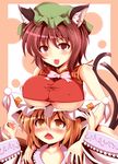  :3 :p alternate_breast_size animal_ears arms_up bad_id bad_pixiv_id bangs banned_artist bare_shoulders blonde_hair blood blush body_blush bow bowtie breast_rest breasts breasts_on_head brown_eyes brown_hair cat_ears cat_tail chen child collarbone covered_nipples earrings fingernails fox_tail frills hat impossible_clothes impossible_shirt jewelry kisaragi_zwei large_breasts long_fingernails looking_at_viewer looking_up motion_lines multiple_girls multiple_tails nail_polish no_bra nose_blush nosebleed older open_mouth role_reversal shiny shiny_skin shirt short_hair single_earring sleeveless sleeveless_shirt tail taut_clothes taut_shirt tongue tongue_out touhou underboob upper_body v-neck v-shaped_eyebrows wide_sleeves yakumo_ran yellow_eyes younger 