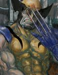  blood claws constricted_pupils drooling eye_poke male_focus marvel maya_sawamura_anderson muscle poking red_eyes saliva self-mutilation solo wide-eyed wolverine x-men 
