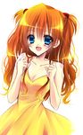  blue_eyes dress long_hair md5_mismatch momomiya_mion neon_genesis_evangelion open_mouth orange_hair shikinami_asuka_langley solo souryuu_asuka_langley yellow_dress 