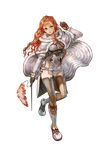  alternate_color alternate_costume artist_request belt boots cape curly_hair cynthia fur gloves high_wizard lipstick long_hair makeup official_art ragnarok:_hikari_to_yami_no_koujo ragnarok_online red_hair ribbon smile solo staff 