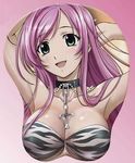  akashiya_moka bikini_top breasts choker cleavage cross green_eyes mousepad pink_hair rosario+vampire 