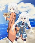  beach breasts brother_and_sister cloud clouds genis_sage genius_sage grey_hair map ocean raine_sage refill_sage sea siblings tales_of_(series) tales_of_symphonia 