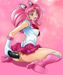  anal anal_insertion anal_object_insertion anus bishoujo_senshi_sailor_moon blush bottomless breasts chibi_usa dildo elbow_gloves gloves highres jewelry object_insertion oreteki18kin pink_hair pubic_hair pussy red_eyes sailor_chibi_moon tiara 