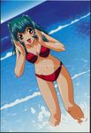  bikini brown_eyes cleavage green_hair highres inko_no_tsubasa short_hair swimsuit tenshi_no_shippo water 