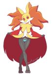  1girl :3 animal_ear_fluff animal_ears artist_name barefoot blue_panties breasts closed_mouth clothed_pokemon creatures_(company) delphox female flashing fox_ears full_body furry game_freak gen_6_pokemon half-closed_eyes happy highres jpeg_artifacts legs_crossed lifted_by_self looking_at_viewer medium_breasts mezmaroon nintendo no_humans panties paws pokemon pokemon_(creature) red_eyes signature simple_background smile solo standing underwear white_background 