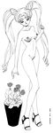  bishoujo_senshi_sailor_moon bishoujo_senshi_sailor_moon_r black_lady chibi_usa flower lineart monochrome nude twintails 