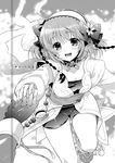  alvin_(tales) bike_shorts bow braid character_name coat copyright_name detached_collar flower gloves greyscale hair_bow hair_flower hair_ornament hairband leia_rolando monochrome shoes short_hair shuragyoku_mami smile tales_of_(series) tales_of_xillia 