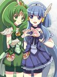  aoki_reika big_hair bike_shorts blue_eyes blue_hair blue_skirt choker cure_beauty cure_march green_choker green_eyes green_hair green_shorts green_skirt hair_tubes head_wings heart heart_hands heart_hands_duo long_hair magical_girl midorikawa_nao multiple_girls open_mouth precure rikku04 shorts shorts_under_skirt sidelocks skirt smile smile_precure! tiara tri_tails very_long_hair wrist_cuffs 