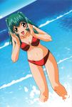  absurdres bikini breasts brown_eyes cleavage green_hair highres inko_no_tsubasa short_hair swimsuit tenshi_no_shippo water 