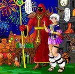  bad_id bad_pixiv_id balloon blush crossover d'sparil fireworks food glowing glowing_eyes guin_saga heretic highres ice_cream male_focus maulotaur minotaur multiple_boys otoko_no_ko remus staff translation_request 