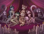  boob_hat breasts butt candle cartoon clothed clothing color david_lillie dream dreamkeepers ear_piercing female girls harem lilith_(dreamkeepers) lilith_calah mace_(dreamkeepers) male mammal namah namah_calah piercing skimpy skunk viriathus 