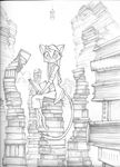  book dreamkeepers eyewear feline female glasses lilith_(dreamkeepers) lilith_calah looking_at_viewer mammal monochrome 